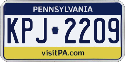 PA license plate KPJ2209