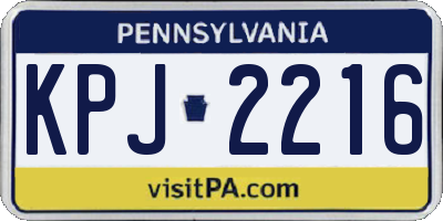 PA license plate KPJ2216