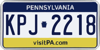 PA license plate KPJ2218