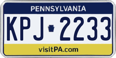 PA license plate KPJ2233