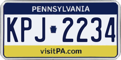 PA license plate KPJ2234