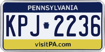 PA license plate KPJ2236