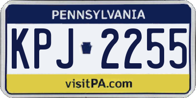 PA license plate KPJ2255