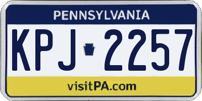 PA license plate KPJ2257