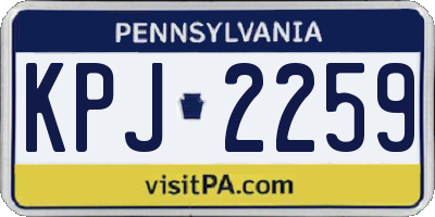 PA license plate KPJ2259