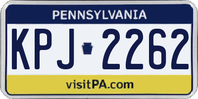 PA license plate KPJ2262