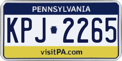 PA license plate KPJ2265