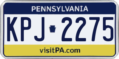 PA license plate KPJ2275