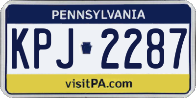 PA license plate KPJ2287