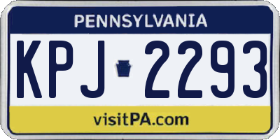 PA license plate KPJ2293