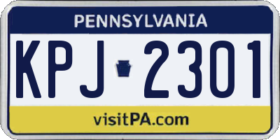 PA license plate KPJ2301