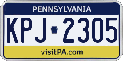 PA license plate KPJ2305