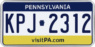 PA license plate KPJ2312