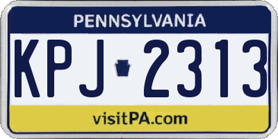 PA license plate KPJ2313
