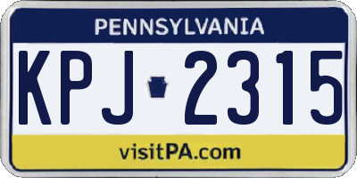 PA license plate KPJ2315