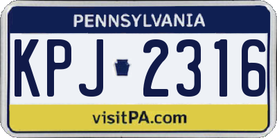 PA license plate KPJ2316