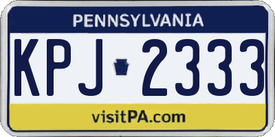 PA license plate KPJ2333