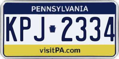 PA license plate KPJ2334