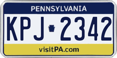 PA license plate KPJ2342