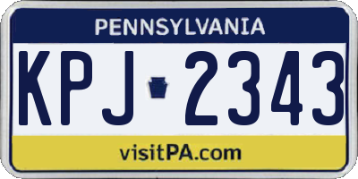 PA license plate KPJ2343