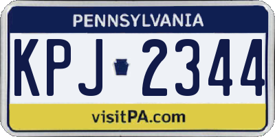 PA license plate KPJ2344