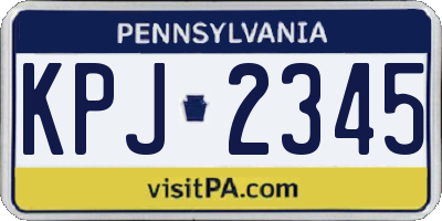 PA license plate KPJ2345
