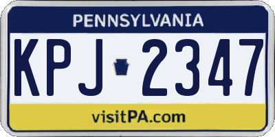 PA license plate KPJ2347