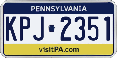 PA license plate KPJ2351