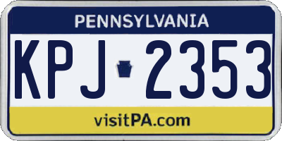 PA license plate KPJ2353