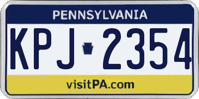 PA license plate KPJ2354