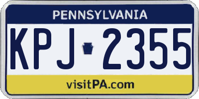 PA license plate KPJ2355