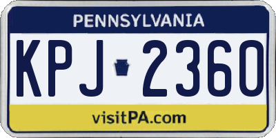 PA license plate KPJ2360