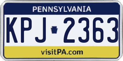 PA license plate KPJ2363