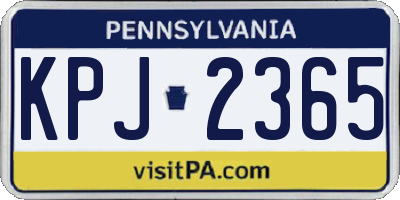 PA license plate KPJ2365