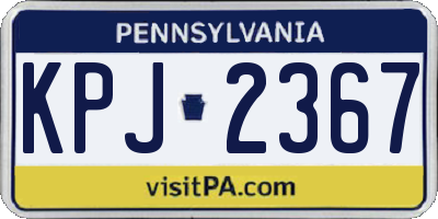 PA license plate KPJ2367