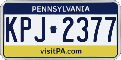 PA license plate KPJ2377