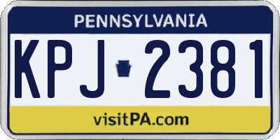 PA license plate KPJ2381