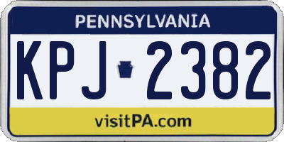 PA license plate KPJ2382