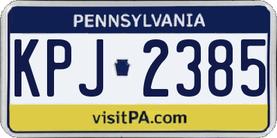 PA license plate KPJ2385