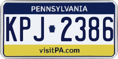 PA license plate KPJ2386