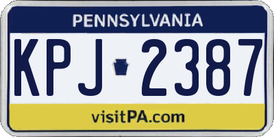 PA license plate KPJ2387