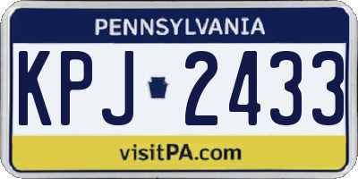 PA license plate KPJ2433