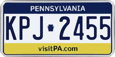 PA license plate KPJ2455