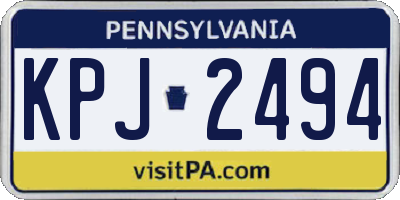 PA license plate KPJ2494