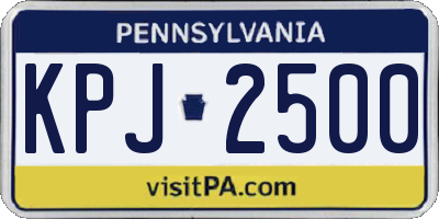PA license plate KPJ2500