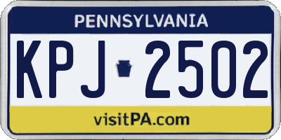 PA license plate KPJ2502