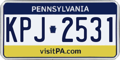 PA license plate KPJ2531