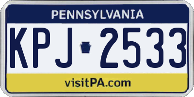 PA license plate KPJ2533