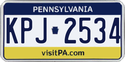 PA license plate KPJ2534