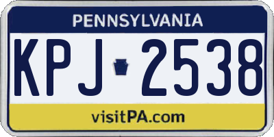 PA license plate KPJ2538